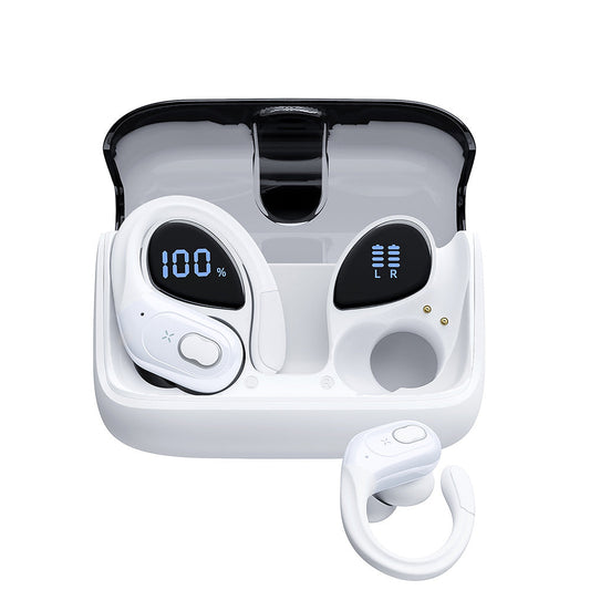 Wireless Bluetooth Headphone Sport Earbuds Stereo Over Ear Earphone with Earhook White