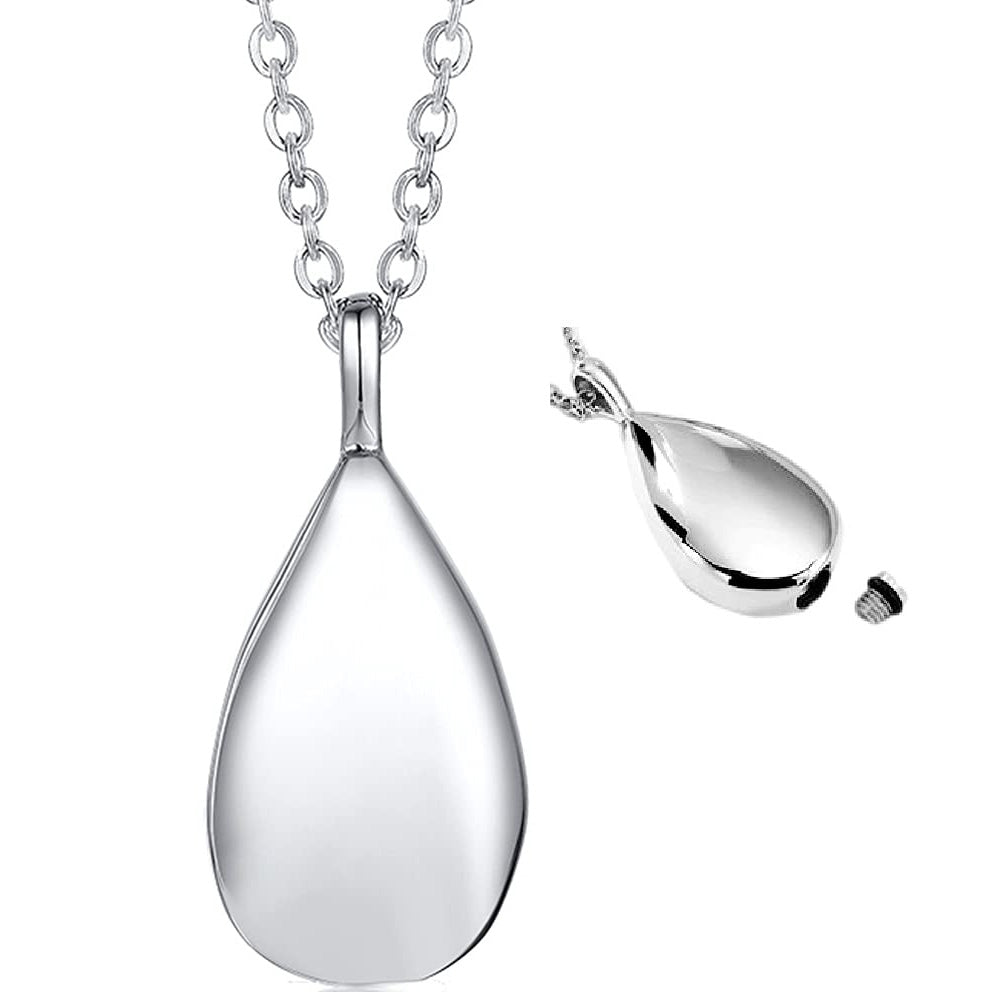 Stainless Steel Teardrop Cremation Pendant �Keepsake Memorial Necklace Sliver