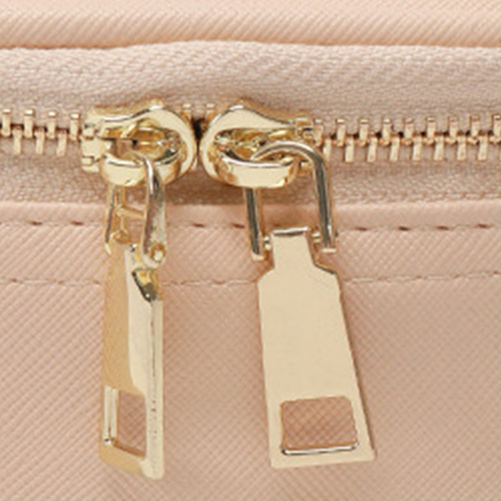 Small Makeup Bag Travel Case with Mirror and Adjustable Light Stylish for Travel Pink