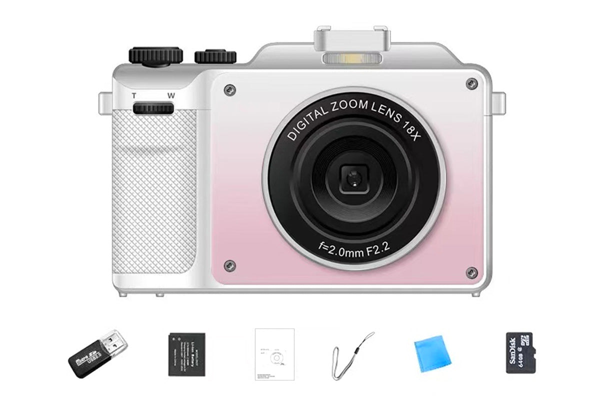 4K Digital Camera for Photography Video 18X Zoom Autofocus Anti-Shake Camera -Pink