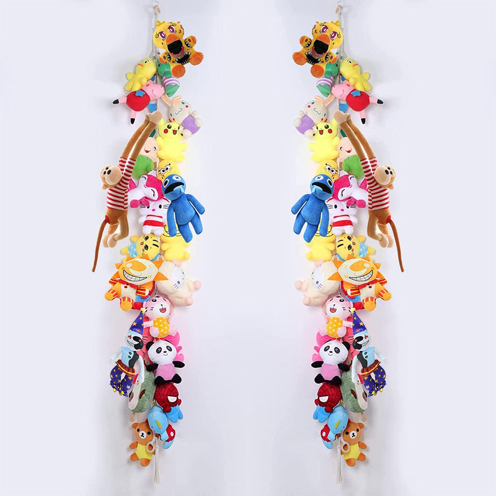 Hanging Storage Chain with 20 Metal Clips for Stuffed Toy Boho Plush Animal Hammock Corner for Room Decor
