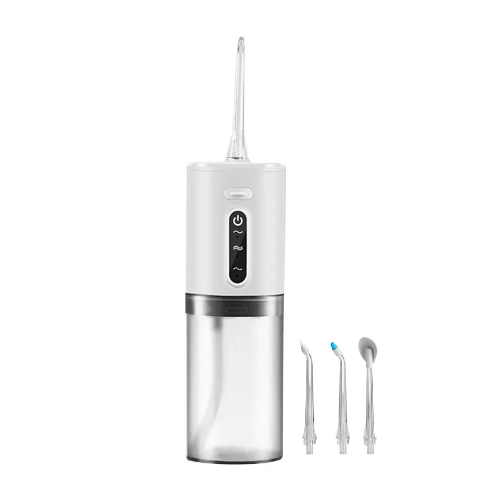 Cordless Electric Water Flosser Oral Irrigator Teeth Flosser Tooth Cleaner with 5 Nozzles White