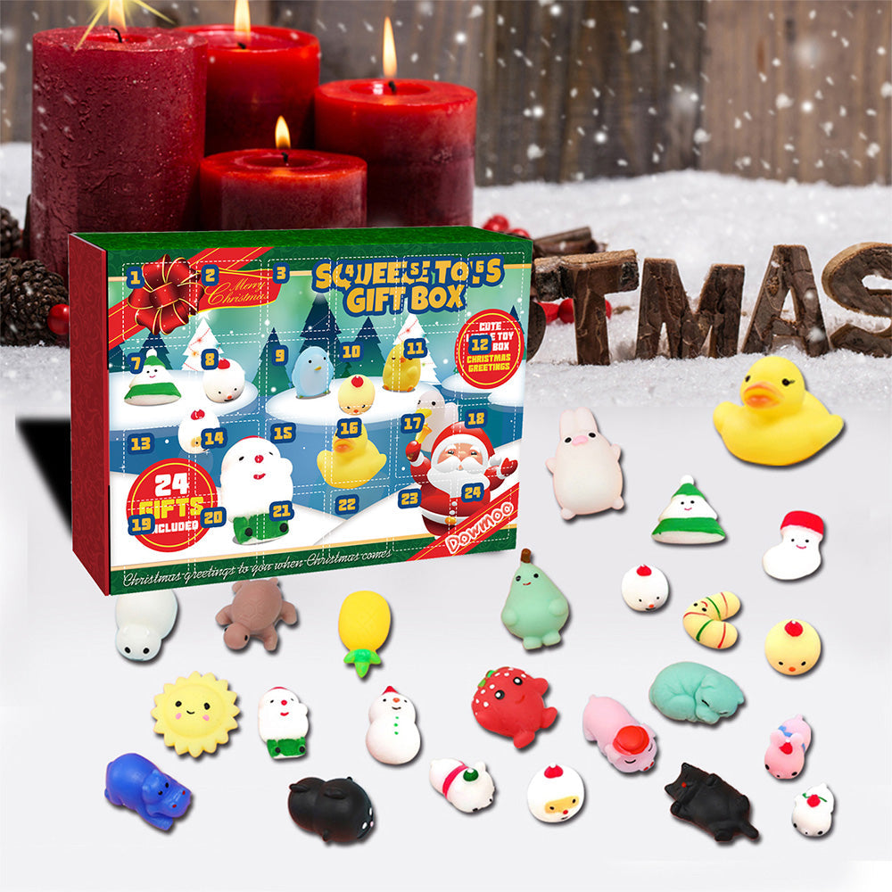24 Days Mochi Animals Christmas Advent Calendar Squishy Toys Xmas Party Favor for Kids