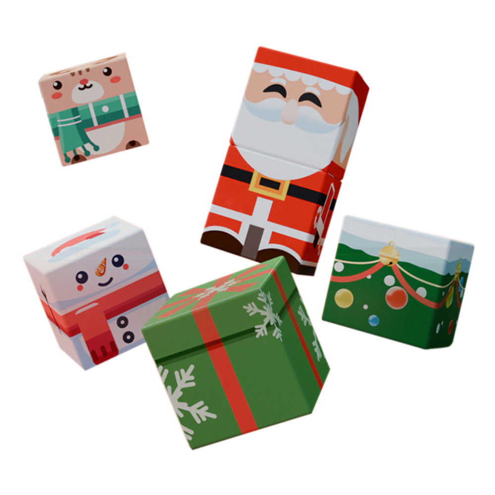 Magnetized Building Blocks for Kids Christmas Themed STEM Learning Cubes Style 1