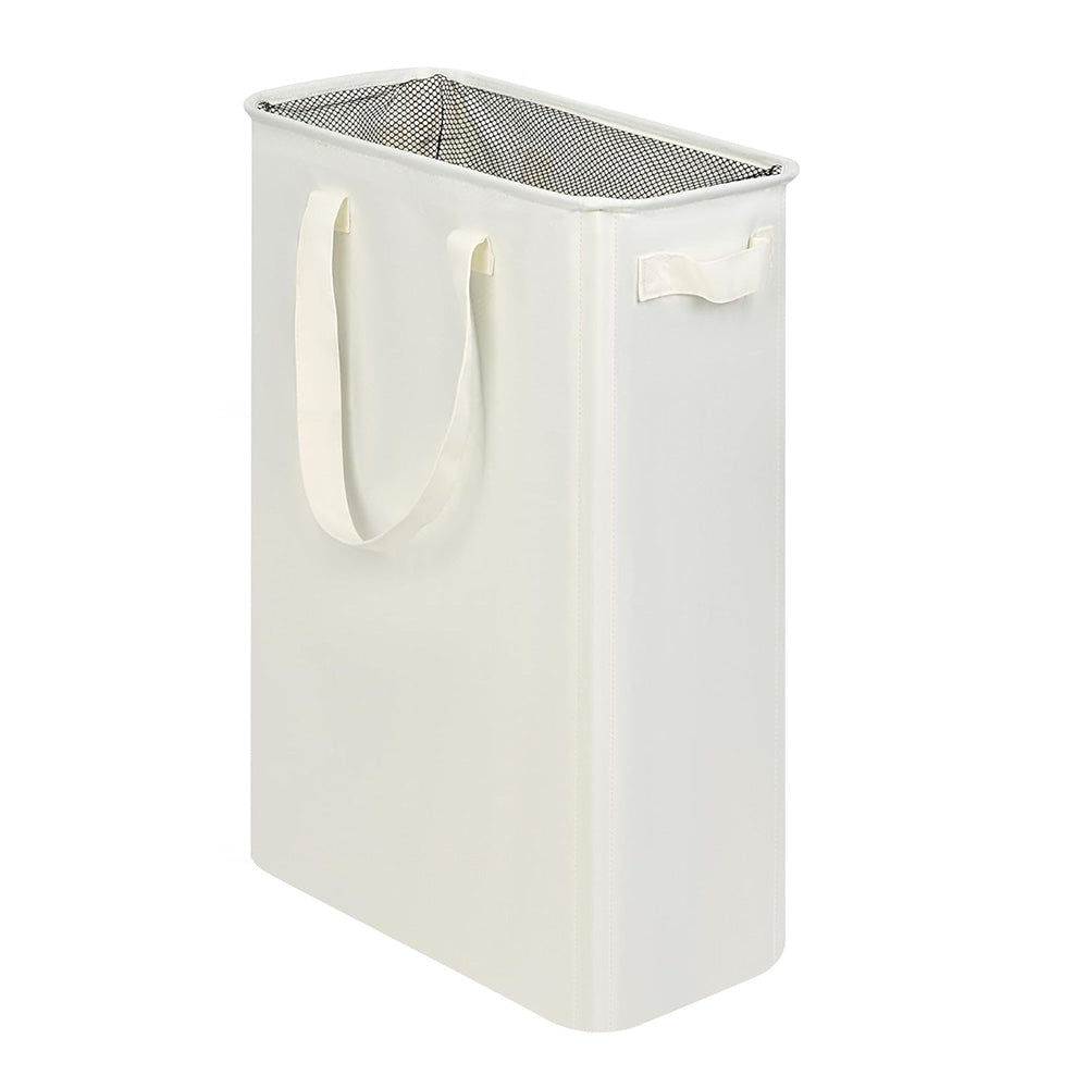 Slim Collapsible Laundry Basket with Handles for Small Spaces Beige