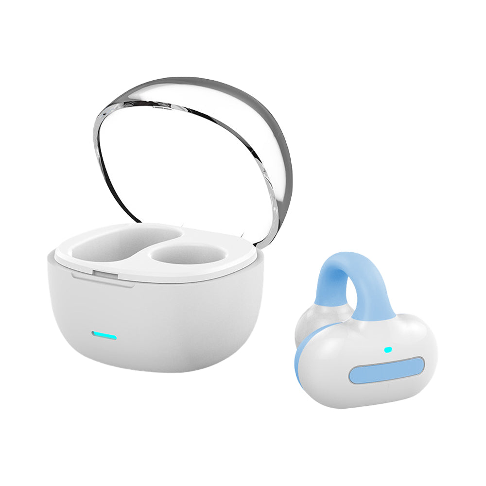 MG8 Wireless Bluetooth 5.2 Single Earphone Ear-clip Headphones TWS Sports Earbuds with Charging Case Blue