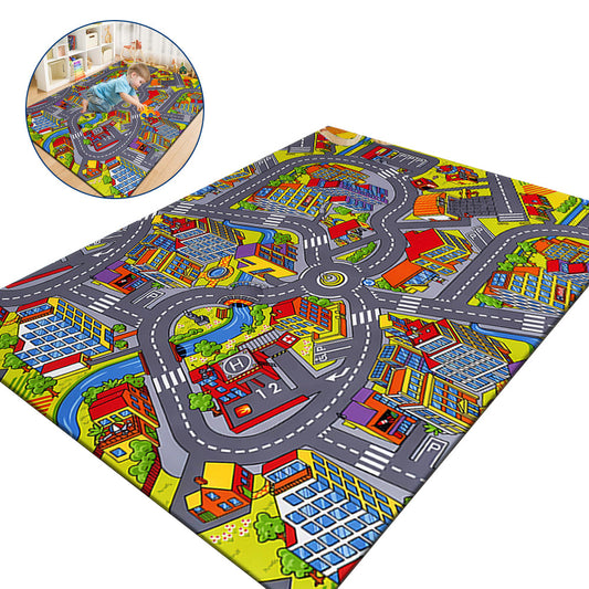 Kids Play Mat City Road Playmat Track Racing Traffic Floor Play Mat Style 1