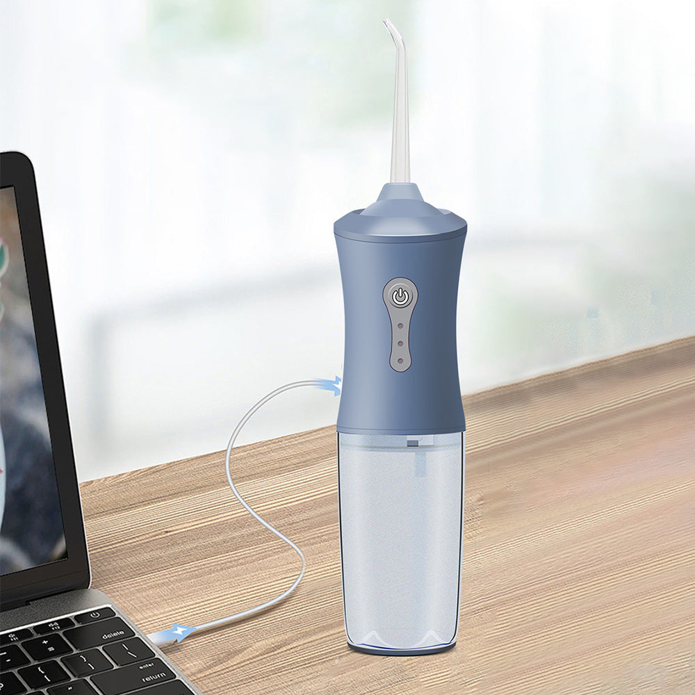 Cordless Water Flosser Portable 3-Mode Teeth Cleaner Rechargeable Oral Irrigator with 4 Jets Blue