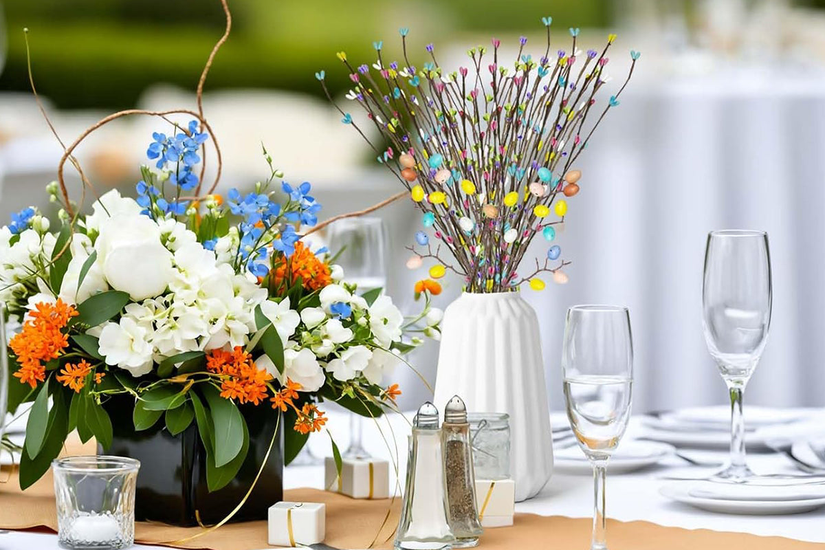 Artificial Easter Spray Vine with Pastel Easter Eggs and Berries for Home Decor