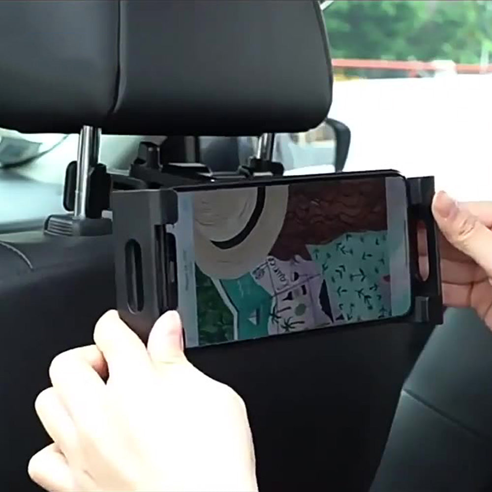 Universal Car Headrest Tablet Holder Rotating Mount for Phones Tablets Black