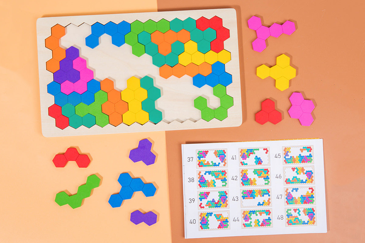 Wooden Tangram Puzzle Set STEM Educational Logic IQ Game Montessori Toy