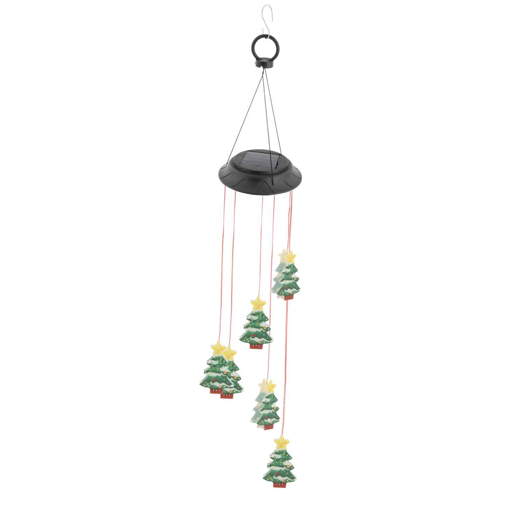 LED Solar Christmas Tree Wind Chime Lights -Black