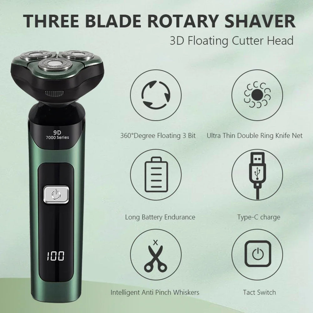 4-in-1 Electric Razor USB Rechargeable Rotary Shaver for Men