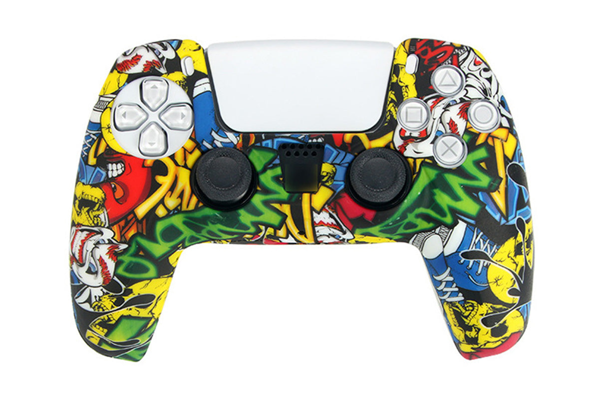 Silicone Cover for PS5 Controller Case Skin Cool Designs Extra Grip Selection-Green Mixed Color
