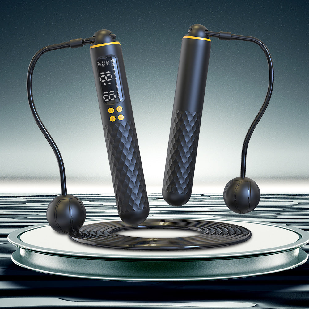 Smart Digital Jump Rope Set Accurately Skipping Rope Weighted Exercise Rope for Fitness Training Black