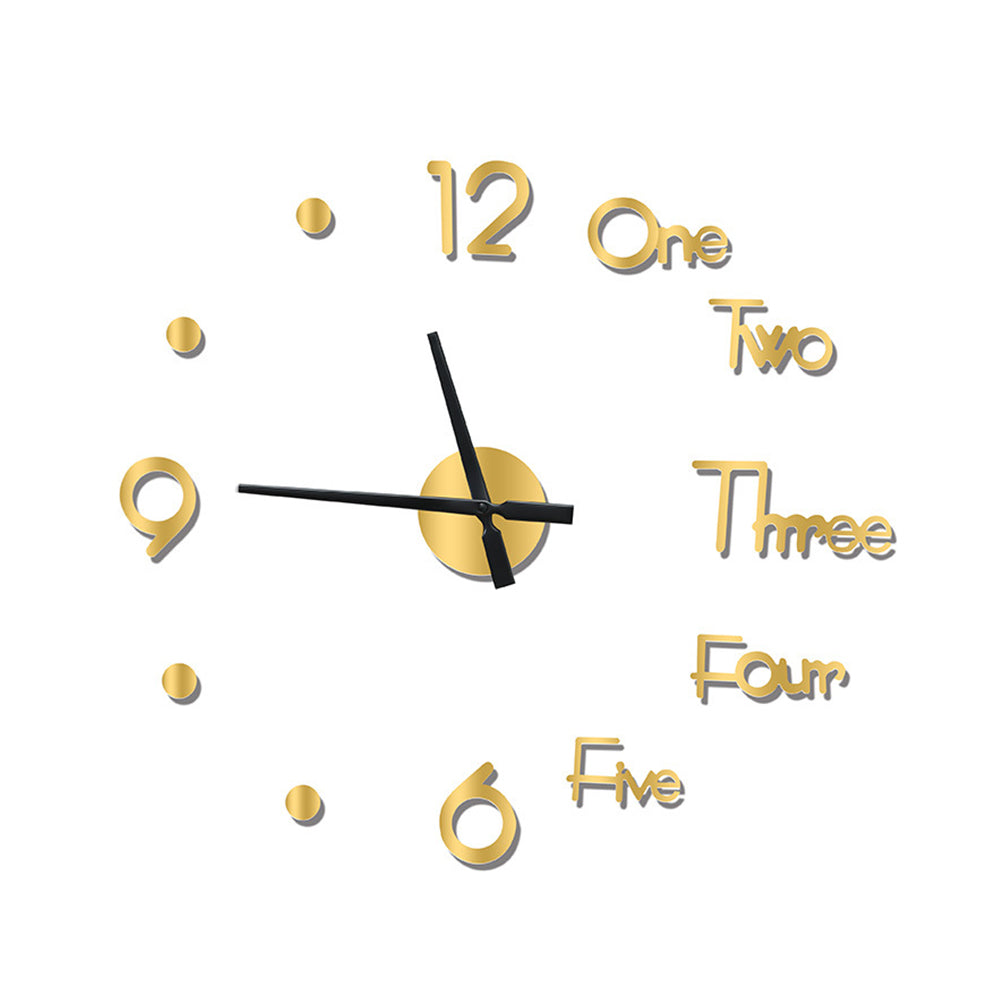 3D Wall Clock Acrylic Modern Mirror Surface DIY Clock Home Office Decor Gold