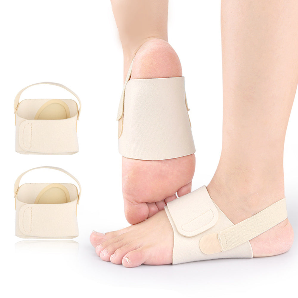 Pair of Wearable Arch Support Braces Adjustable Anti-Slip Bands for Flat Feet Plantar Fasciitis Beige