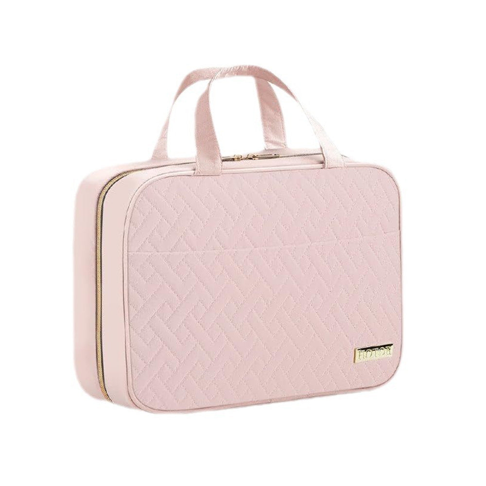 Travel Toiletry Bag with Wet Dry Separation Pocket Multi-Compartment Hanging Makeup Organizer Pink