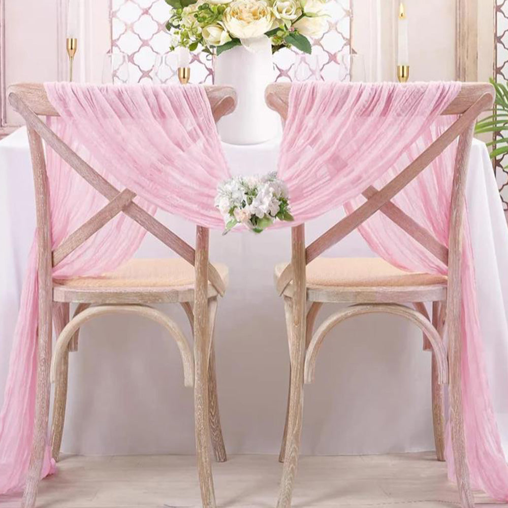 90 x 300cm Easter Cheesecloth Table Runner Boho Rustic Table Runner for Wedding Party Home Decor Pink