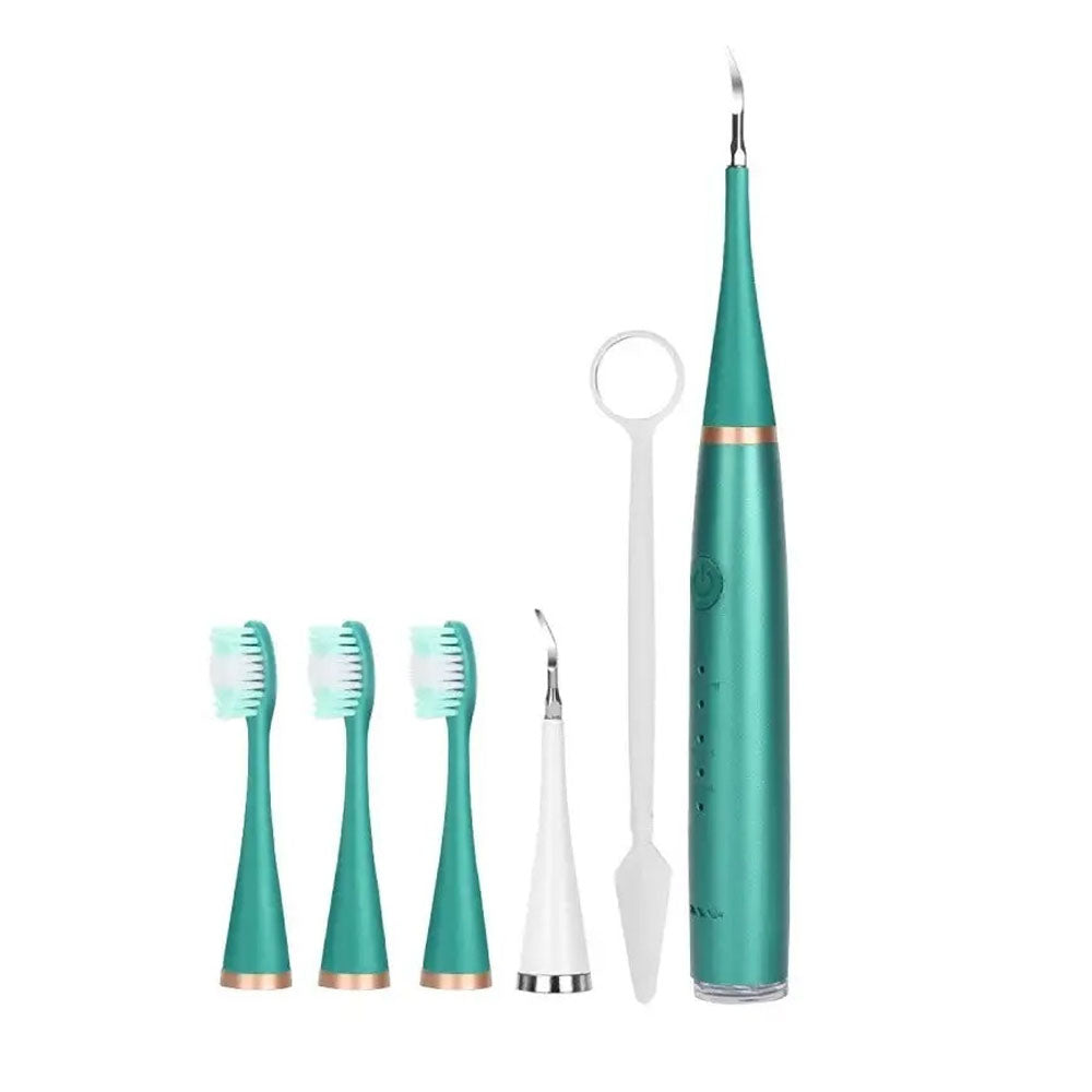 6-in-1 Electric Ultrasonic Teeth Calculus Remover Oral Tooth Cleaner Green