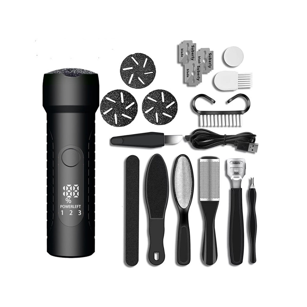 Electronic Foot File Grinder Set Electric Callus Remover Foot Pedicure Tool Black