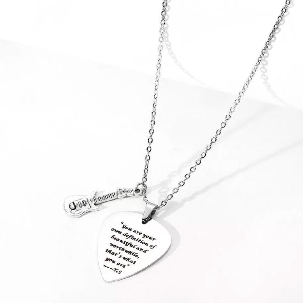 Guitar Pick Necklace Stainless Steel Taylor Inspired Jewelry Accessories Style 2