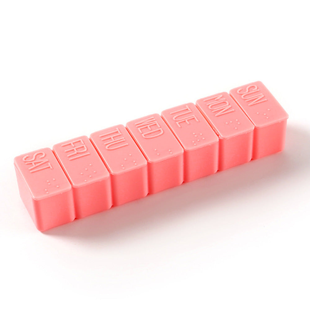 4 PCS Weekly Pill Organizer 7 Day Medicine Box with Compartments for Travel Home Pink