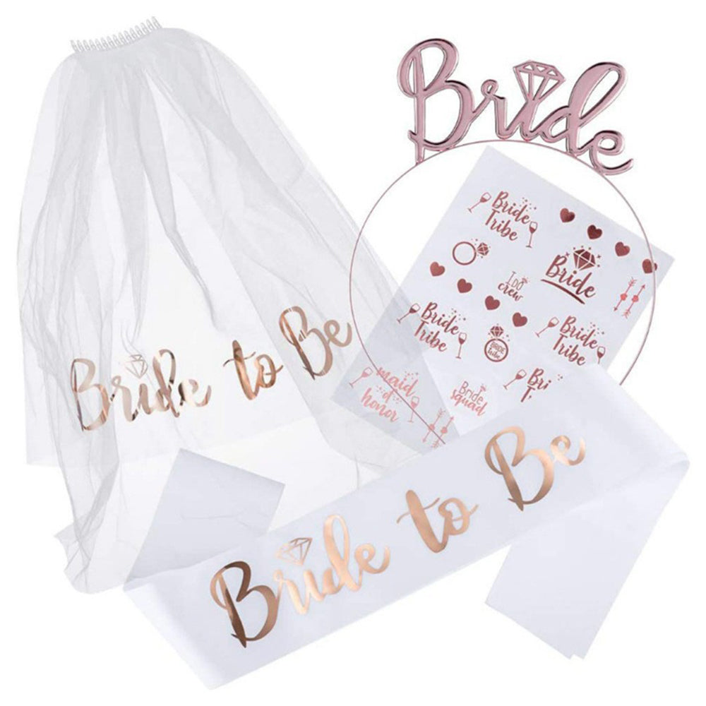 Bride to Be Sash and Veil Set Wedding Shower Decorations White