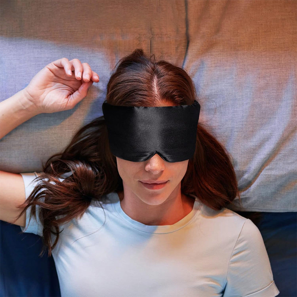 Silk Eye Mask for Sleeping Soft Pressureless Eye Cover Large Size Sleep Mask Black