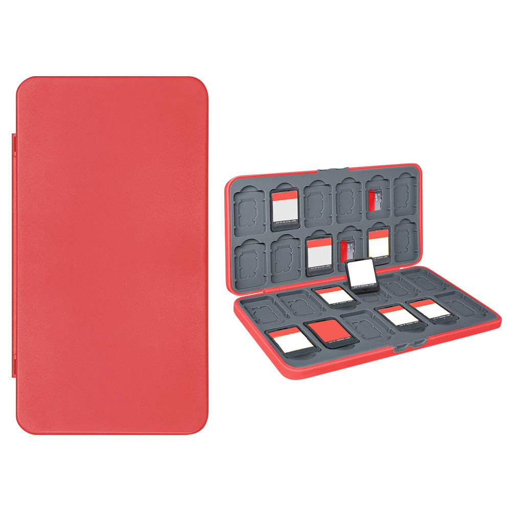 24-in-1 Game Card Storage Case Snap-Closure Protection Box for Nintendo Switch Lite / OLED Red