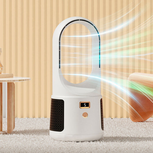 Bladeless Desk Fan Quiet 3 Speed Adjustaable Digital Display Cool Fan for Office Home White