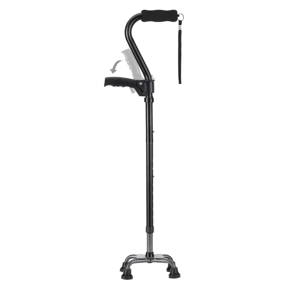 Adjustable Walking Cane with Foldable 4-Pronged Base for Seniors
