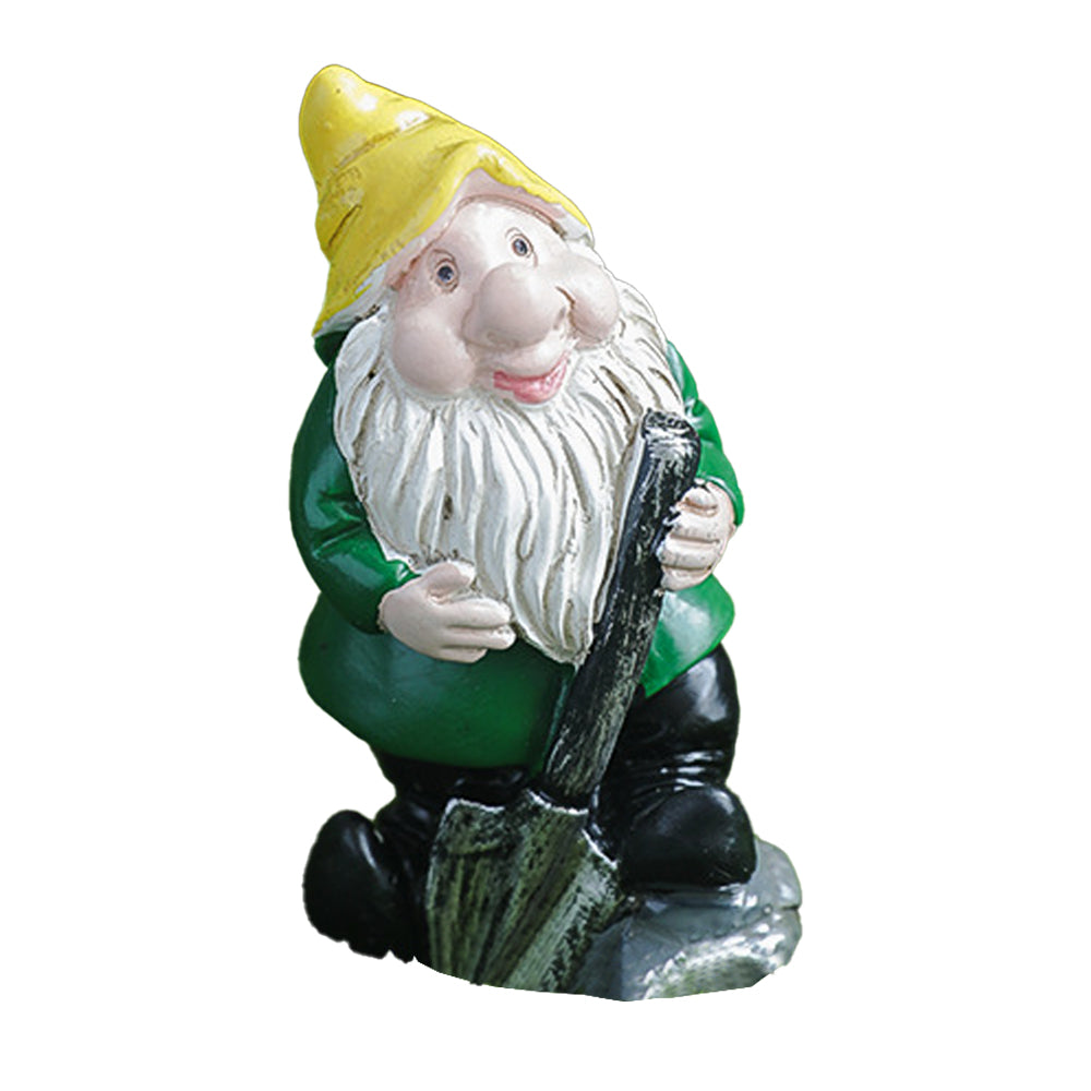 Dwarf Gnome Statue Mini Resin Miniature Gnomes Ornaments for Table Garden-Shovel