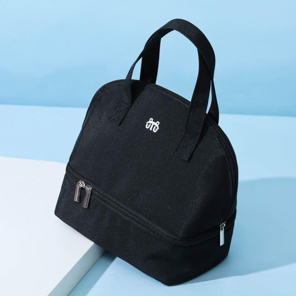 Insulated Lunch Bag with Dual Compartment Leakproof Cooler Tote for Work Office Picnic Black