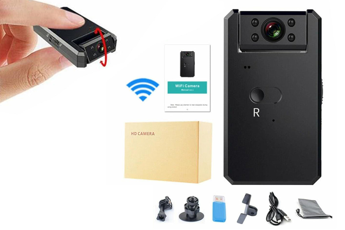 Security Camera Nanny Cam with 180-degree Rotating Lens 4K WiFi Wireless Surveillance