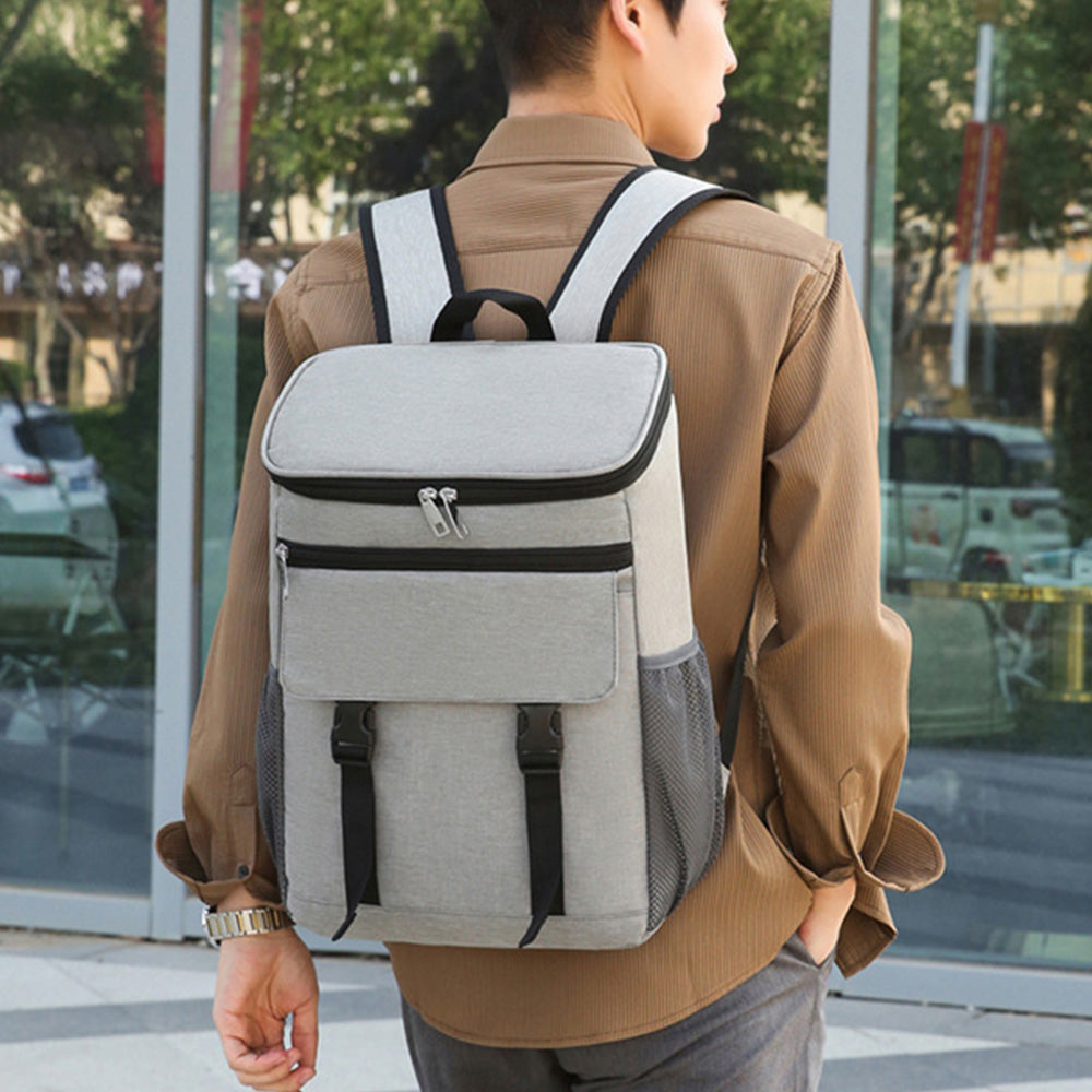 Portable Insulated Backpack Leak Proof Camping Cooler Bag Grey