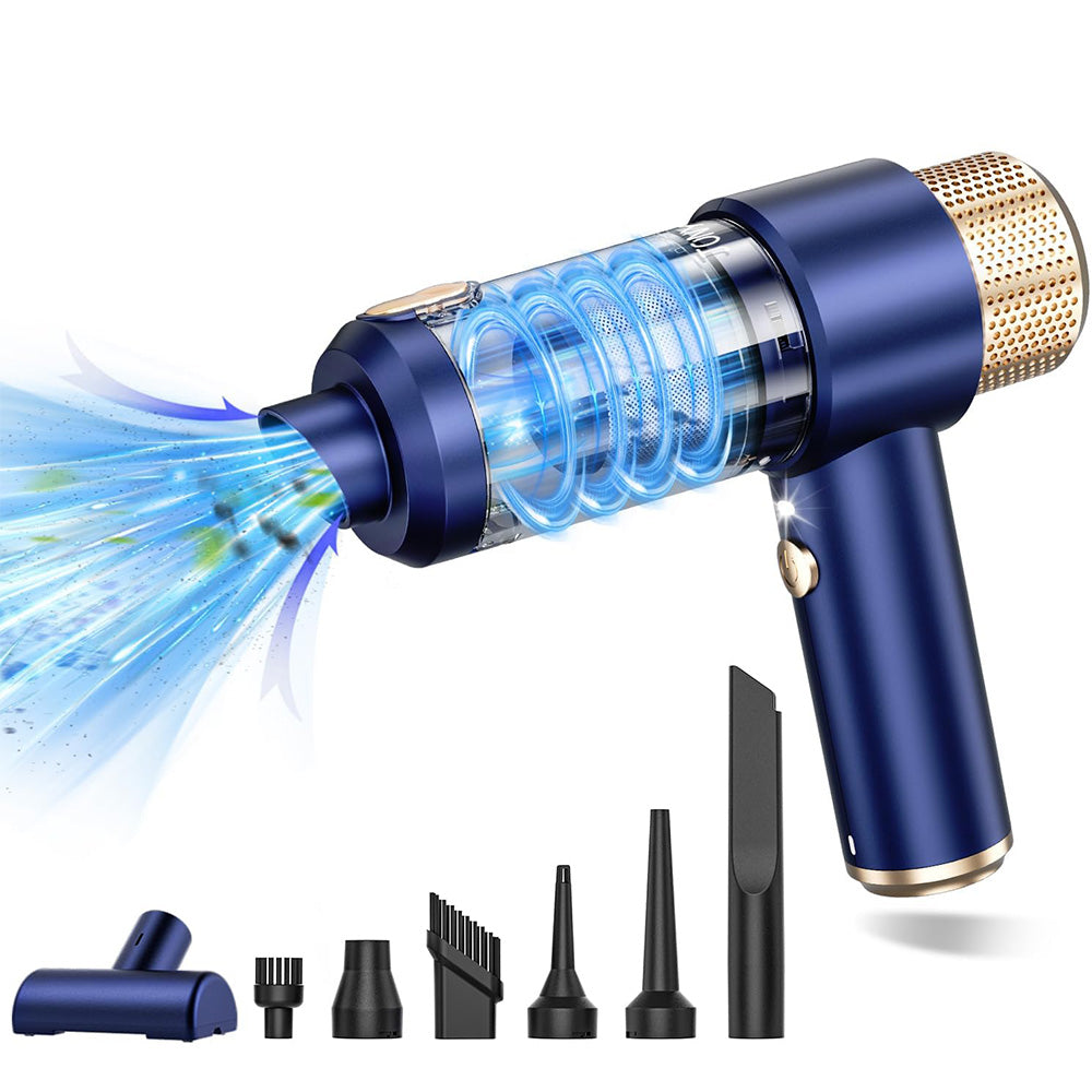 4-in-1 Handheld Car Vacuum Cleaner Portable Cordless Air Duster with LED Light for Car Home Office Blue