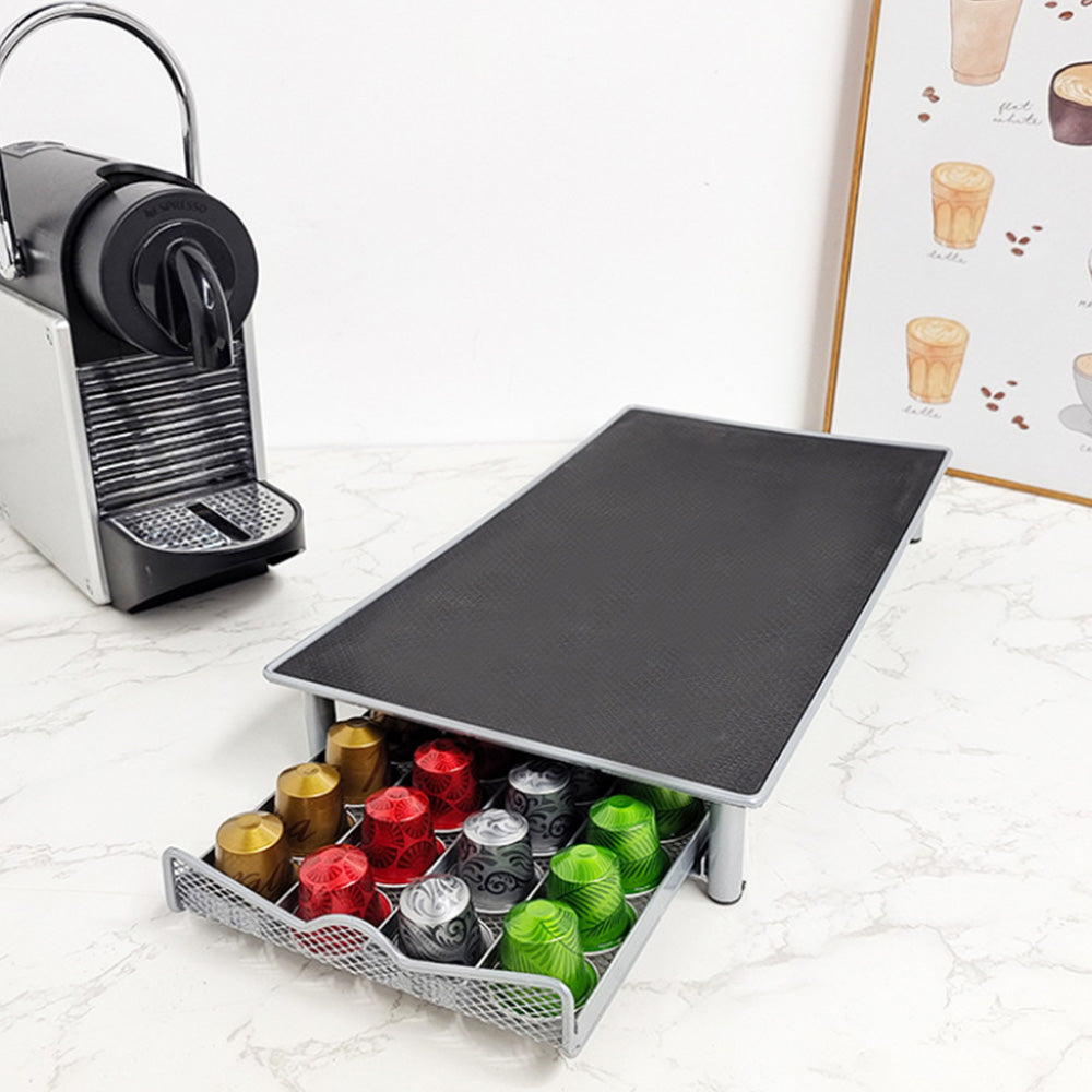 40-Pod Coffee Capsules Holder Rack Drawer Style Storage Organizer Stand for Nespresso Grey
