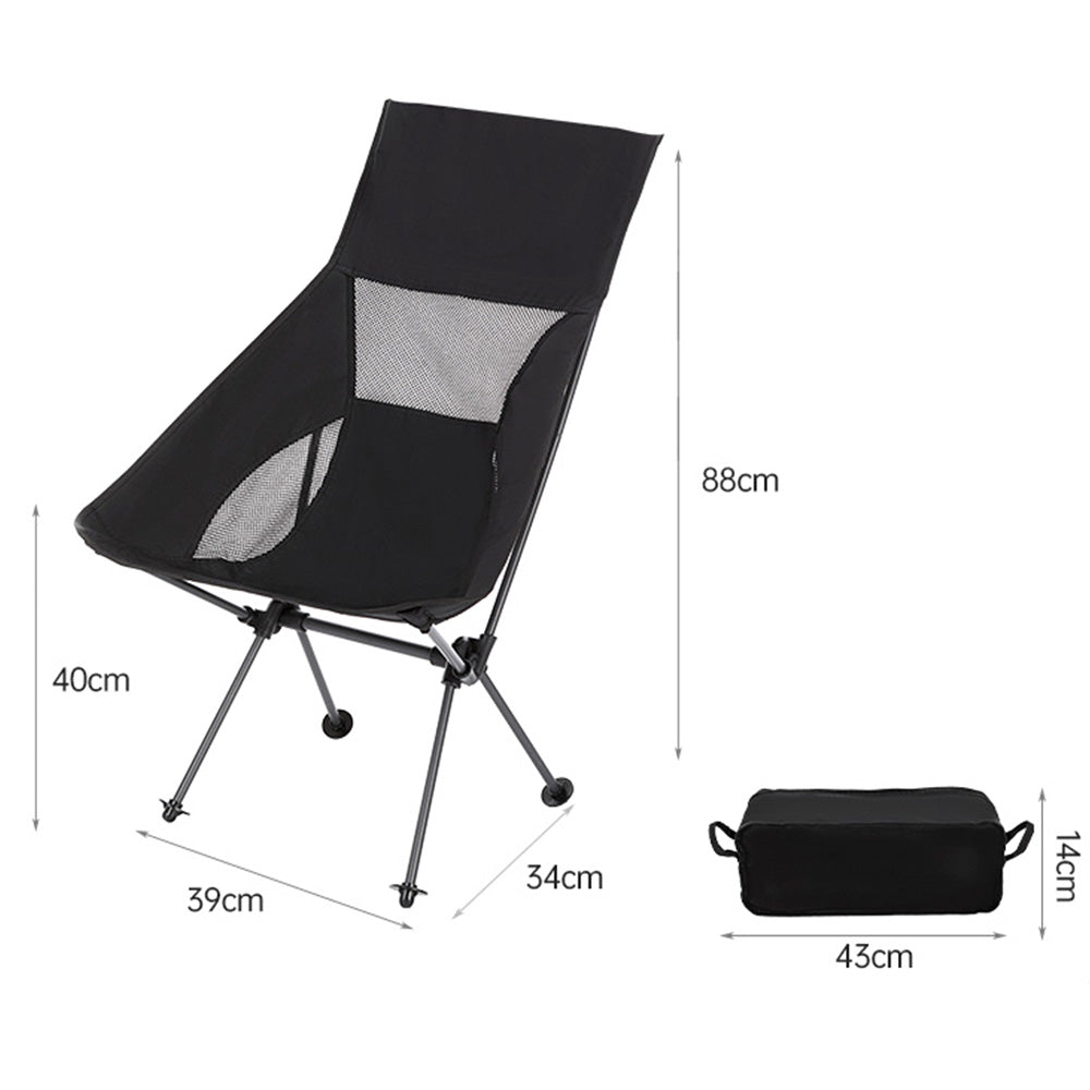Portable Folding Camp Chairs for Garden Outdoor Hiking Travel Picnic Fishing Beach Black
