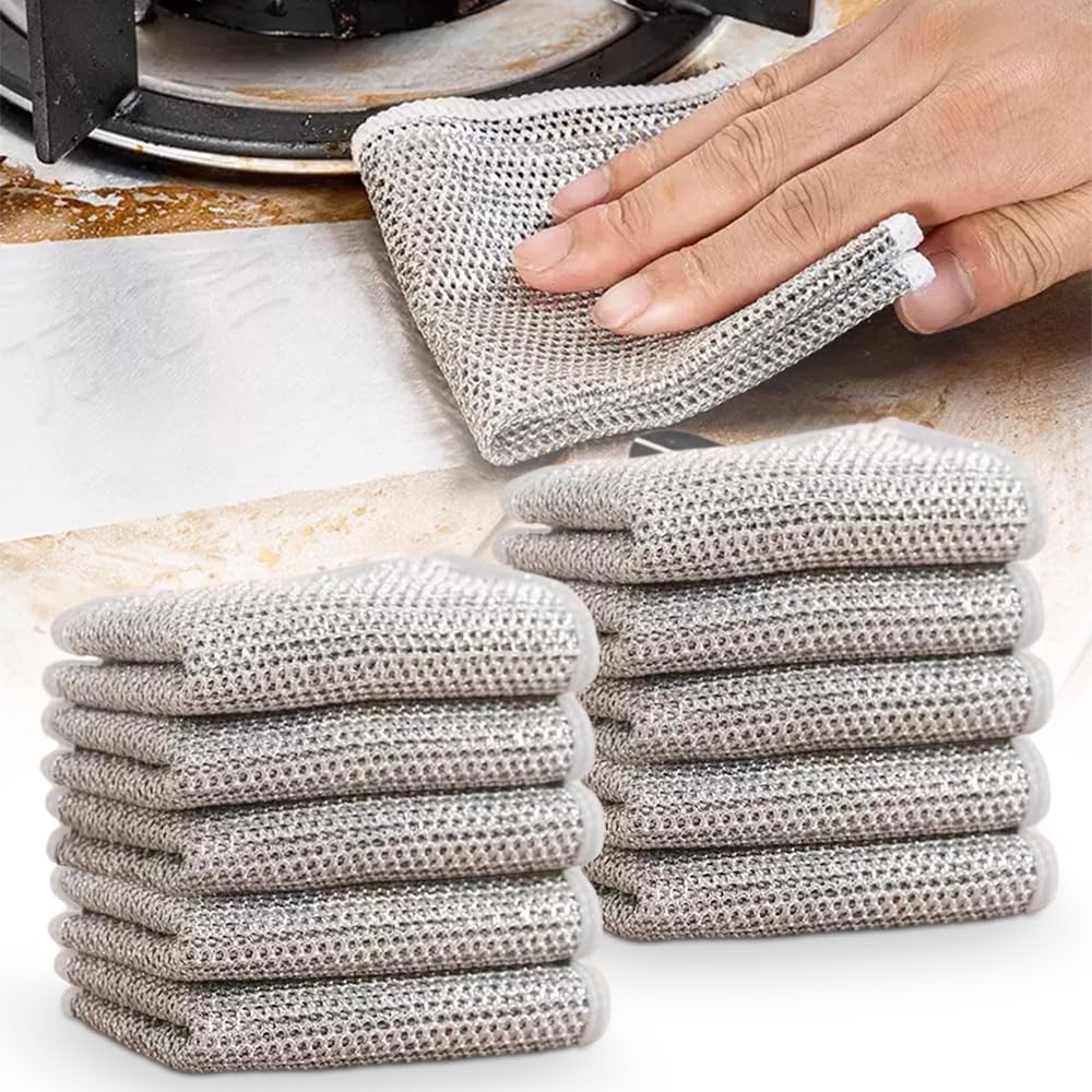 10 PCS Multipurpose Wire Dishwashing Rags for Wet and Dry