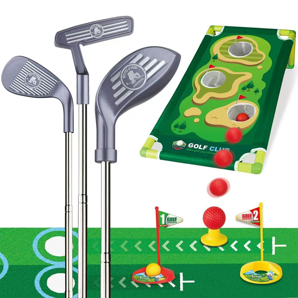 Kids Golf Toy Set Retractable Golf Clubs with Scorecard and Storage Bag Outdoor Yard Games