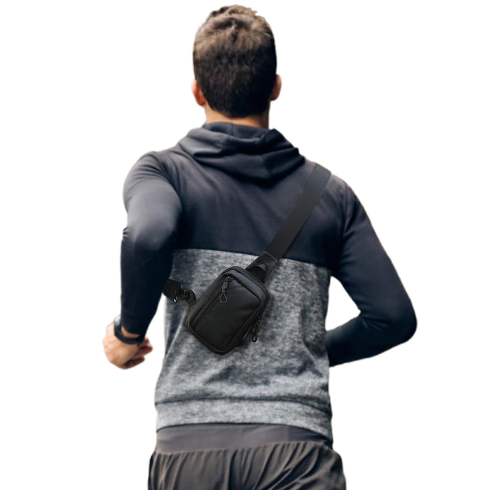 Small Crossbody Bag for Men Women Mini Sling Bag Travel Running Phone Daypack Black