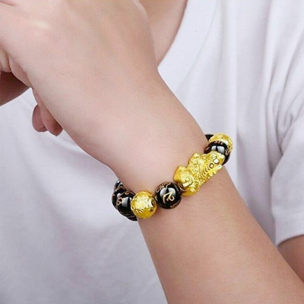 Feng Shui Black Mantra Beads Pi Xiu Bracelets for Attract Wealth and Good Luck