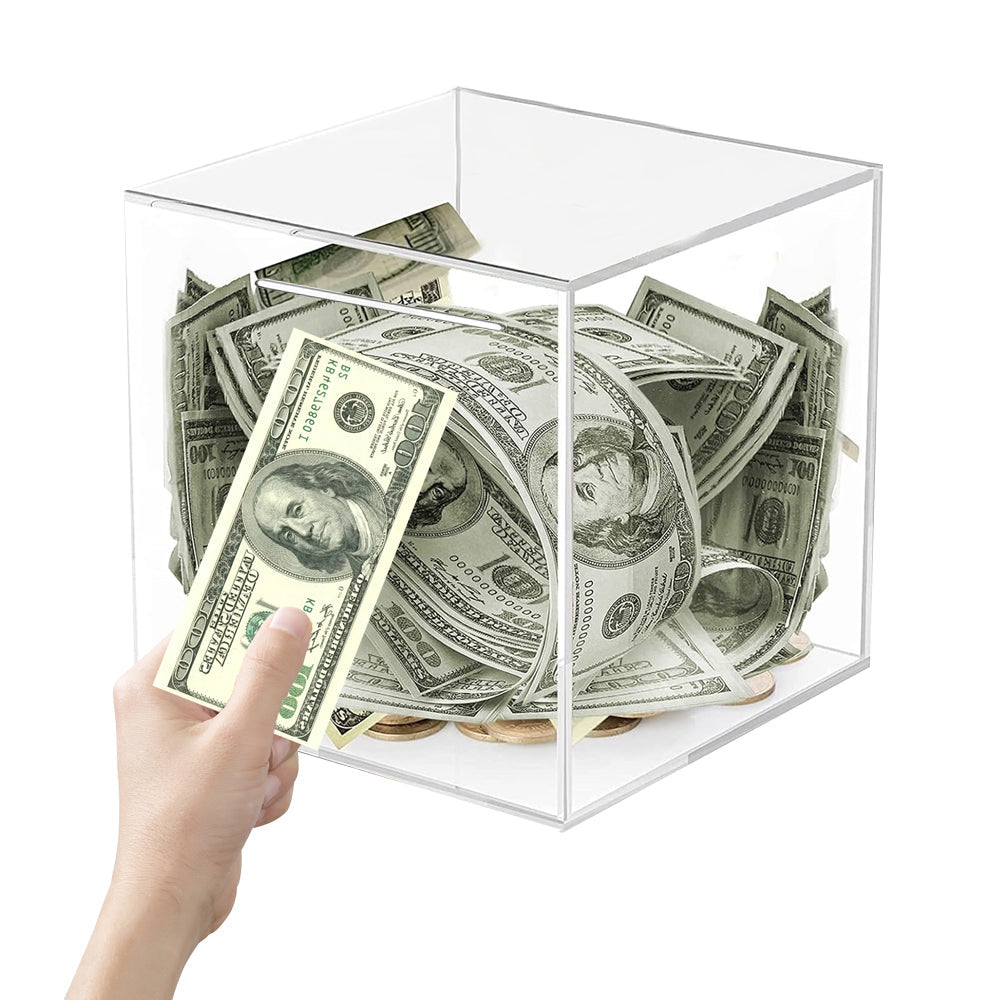 Clear Acrylic Piggy Bank Must Break to Open Money Box