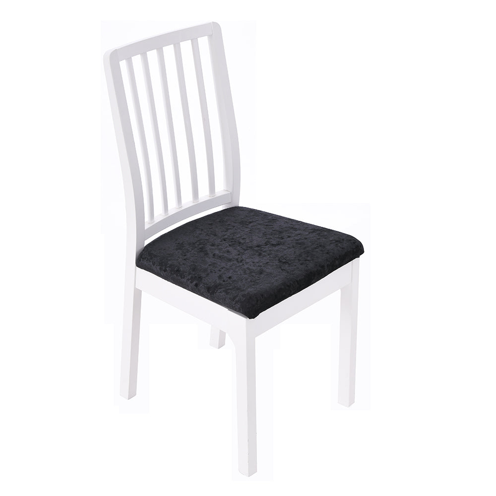 2Pcs Velvet Dining Chair Seat Covers Stretch Chair Seat Cushion Cover -Black