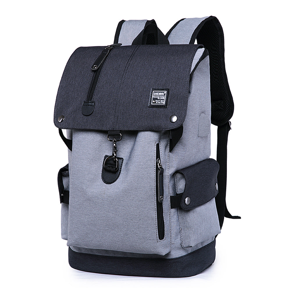Large Capacity Anti-Theft Laptop Backpack Travel  School Bag with USB Charging Port Grey