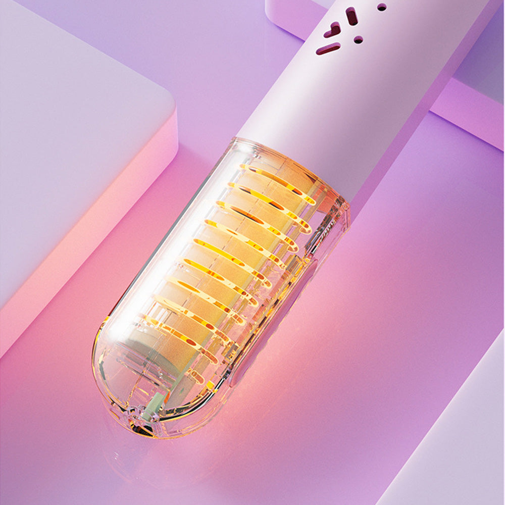 Cordless Rechargeable Hair Straightener Brush Mini Fast Heating Comb For Travel