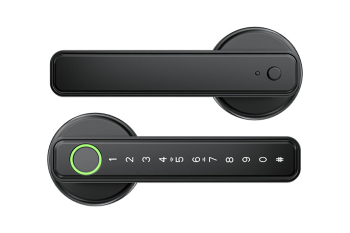 5 in 1 Smart Door Lock Fingerprint Door Knob with IC Cards and Backup Keys -Black