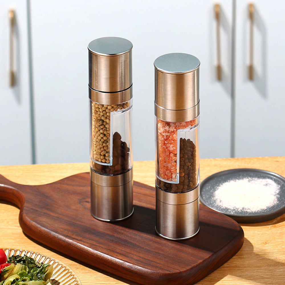 2-in-1 Stainless Steel Salt & Pepper Grinder a€?Adjustable Spice Mill for Kitchen