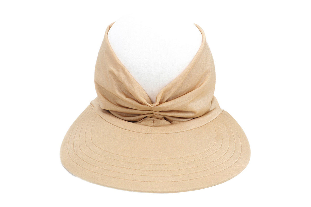 Womens Elastic Beach Summer Sun Hats Wide Brim Visor UV Protection-Camel